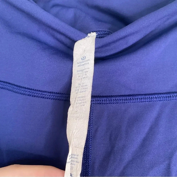 LULULEMON Leggings Size 4 Mesh Criss Cross Navy Blue - Picture 5 of 7